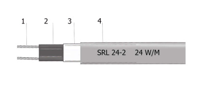 Саморегулирующийся кабель SRL24-2 (24 Вт/м) Ю.Корея