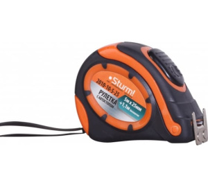 Рулетка 10м Х 25мм с 2-х сторон.шкалой,усил.магнит,обрезиненный корпус,2ой зацеп,Sturm!