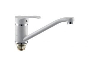 Смеситель для кухни TAURUS 40, однорычажный, белый, гайка