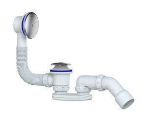 S121E Сифон для ванны и глуб/ поддона с-мы easyopen перелив хромир. чашка из нерж.стали гибкий от