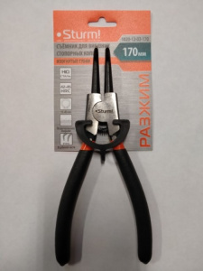 Съёмник стопорных колец 170мм, изогнутые губки, разжим, Sturm!