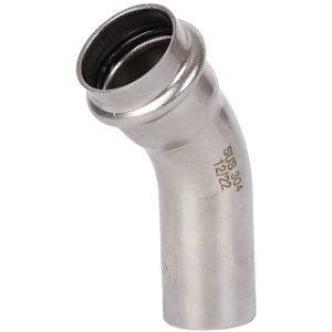 ROMMER Угольник однораструбный 45° ВПр-НПр, 28, из нержавеющей стали прессовой