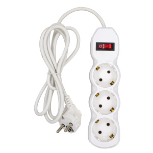 Удлинитель сетевой 3 розетки ПВС 3*1,5мм, 16А, с/з, с выкл., 5м, шт.