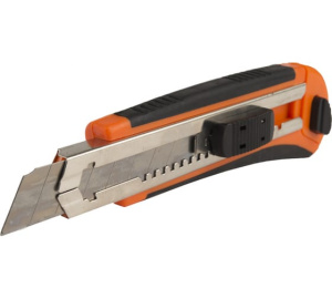 Нож с сегментир. лезвием,18мм. МЕТАЛЛИЧ. НАПР. ЛЕЗВИЯ, АВТОМАТИЧ.СМЕНА ЛЕЗВИЯ,Sturm!