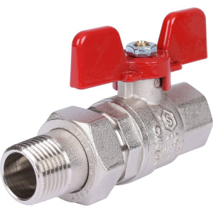 Кран шар.STOUT полнопроходной с американкой , ВР/НР, ручка бабочка 1/2 (EPDM)