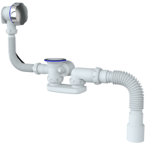 S102 Сифон автомат для ванны и глубокого поддона с переливом и гибким соединением д.40х40/50