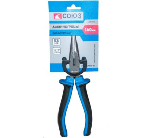 Длинногубцы ОСОБО ПРОЧНЫЕ ГУБКИ , двухкомп. рукоятки, CrV, 160 мм, СОЮЗ