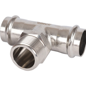 ROMMER Тройник-переходник ВПр-НР, 28х1, из нержавеющей стали прессовой