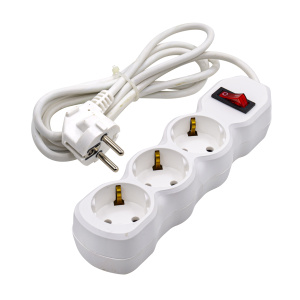 Удлинитель сетевой 3 розетки ПВС 3*1,5мм, 16А, с/з, с выкл., 3м, шт.