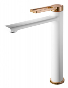 Смеситель для умывальника I-TECH, DORADO 11, однорычажный, белый/золото, гайка