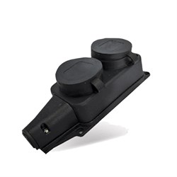 Колодка для удлинителя каучук, 2 розетки, однофазная 16А, с/з c заглушкой, черная