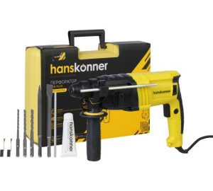 Перфоратор Hanskonner,600 Вт, 22мм, 3 реж,2.2 Дж,0-5500 уд/м,0-1700 об/м,4м рез.кабель,кей