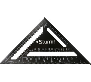 Угольник 300мм, алюминиевый сплав, чёрная оксидация, белая шкала, Sturm!