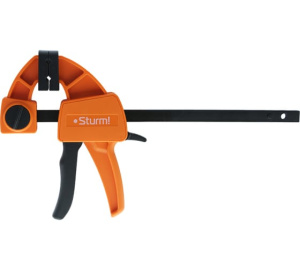 Струбцина быстрозажимная, 150мм, резиновые накладки, 70-100кгс, сжим-разжим, Sturm!