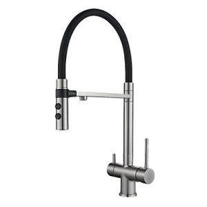 Смеситель для кухни OUTE T61403BL одноруч,с выс гиб изл,с магн фикс излива,выход фильтр,сатин[1/5]