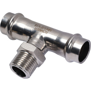 ROMMER Тройник-переходник ВПр-НР, 18х1/2, из нержавеющей стали прессовой