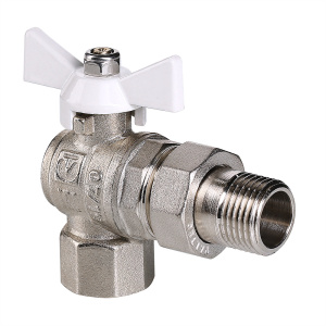 Кран шар.баб.угловой с полусгоном и белой ручкой 3/4