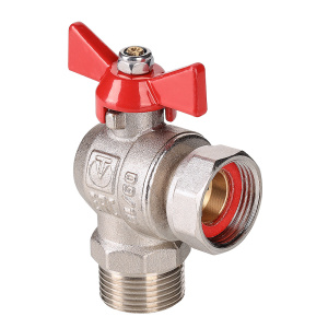 Кран шар.угловой с накидной гайкой и наружной резьбой.(короткий) 3/4