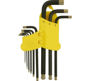 Набор шестигранных ключей длинн S2  ШАР наконе, АЛМАЗ 9шт (1.5-10мм) Hanskonner