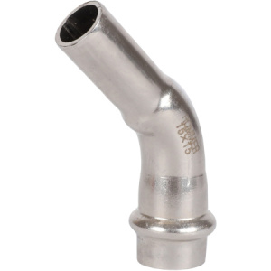 ROMMER Угольник однораструбный 45° ВПр-НПр, 15, из нержавеющей стали прессовой