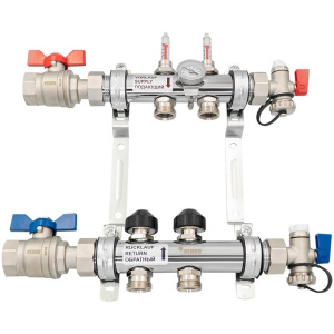 К-т коллекторов РЕХАУ HKV-D из нерж. стали на 2 контура с шар. кранами