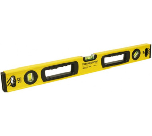 Уровень алюм.600мм,3 колбы,усилен,фрезеров.,двойной обзор, 0,5мм/м, Hanskonner