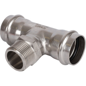 ROMMER Тройник-переходник ВПр-НР, 35х1, из нержавеющей стали прессовой