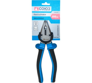 Пассатижи ОСОБО ПРОЧНЫЕ ГУБКИ , двухкомп. рукоятки, CrV, 200 мм, СОЮЗ