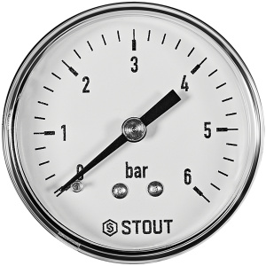 STOUT Манометр аксиальный. Корпус Dn 50 мм 1/4 , 0...6 бар, кл.2.5