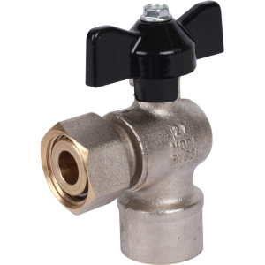 Кран шар.STOUT с накидной гайкой угловой,ВР/накидная гайка,ручка бабочка 3/4