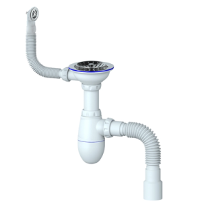 B426 Сифон для мойки с выпуском 3 1/2 и круглым переливом, с гибким соединением