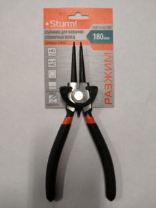 Съёмник стопорных колец 180мм, прямые губки, разжим, Sturm!