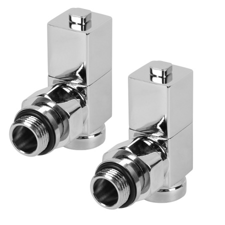 Набор дизайн-вентилей CUBE, угловой (хром) 1/2