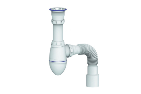 A220 Сифон для тюльпана, умывальника с прикручивающимся выпуском 1 1/2 и гибким соединением д.