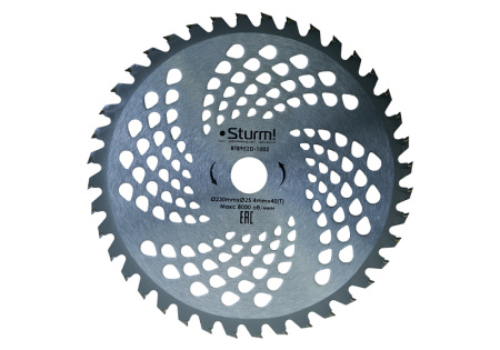 Фреза универс. для бензотрим., 230мм x 25, 4x40, с твердосплав. напайк., Sturm!