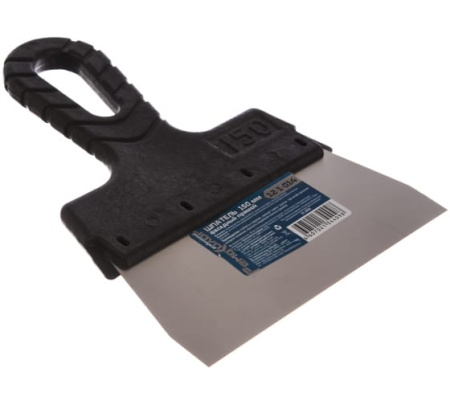 Шпатель фасадный прямой, нержавеющая сталь 0,45мм, пластиковая рукоятка, 150мм