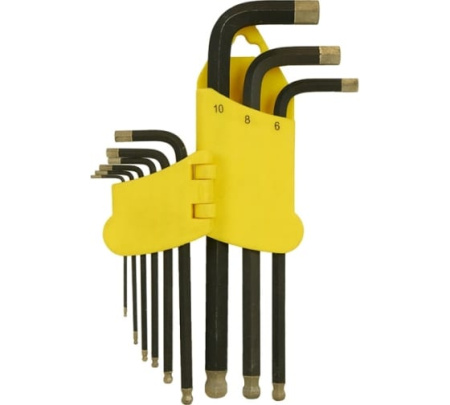 Набор шестигранных ключей длинн S2  ШАР наконе, АЛМАЗ 9шт (1.5-10мм) Hanskonner