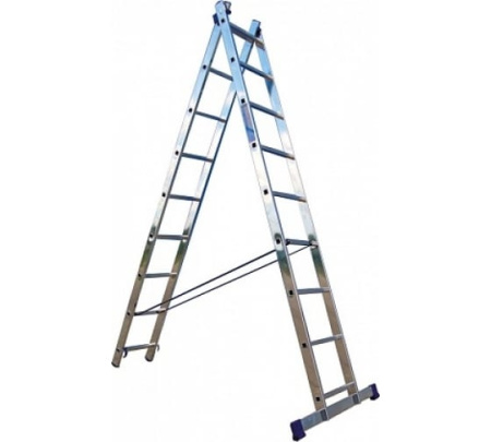 Лестница алюминиевая универсальная, двухсекционная, 11 ступеней