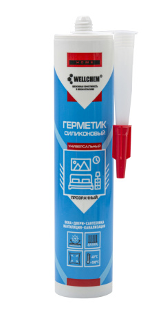 Герметик силиконовый универсальный, WELLCHEM,прозрачный, 280мл, (шт.)