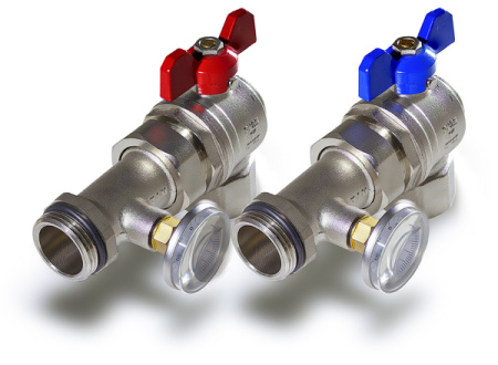 Кран шаровый угловой с термометром 1