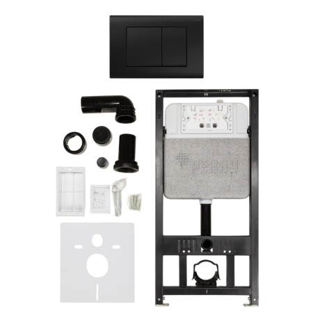 Комплект инсталляции РЕХАУ NOVAFLOW с панелью смыва NOVA QUAD 001 с прямоугольными клавишами пласти