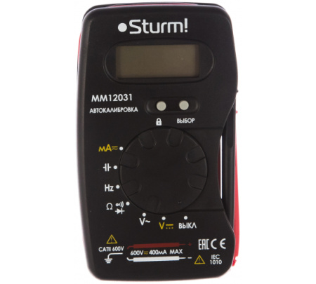 Мультиметр Sturm!, ЖК дисплей, АВТОДИАПАЗОН,4-500 В