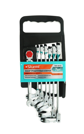 Ключи набор 7шт ТРЕЩОТОЧНЫЙ МЕХАНИЗМ, ПЛАСТИКОВЫЙ КЕЙС, Sturm!