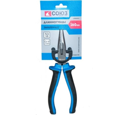 Длинногубцы ОСОБО ПРОЧНЫЕ ГУБКИ , двухкомп. рукоятки, CrV, 160 мм, СОЮЗ