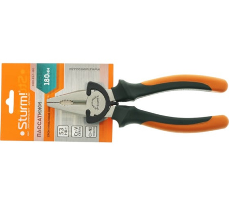 Пассатижи 180мм ОСОБО ПРОЧНЫЕ ГУБКИ, 2-х компонентные рукоятки (Profi), Sturm!