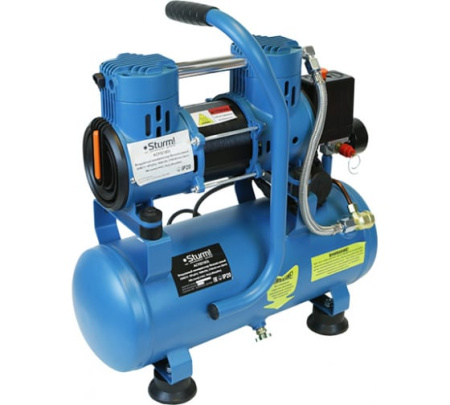 Компрессор воздуш.безмасл.бесшумн. 900Вт,10л,2750об/мин,180л/мин,8бар,Sturm!