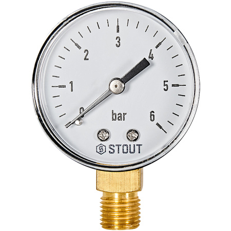 STOUT Манометр радиальный. Корпус Dn 50 мм 1/4  , 0...6 бар, кл.2.5