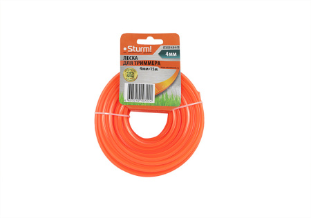 Леска для триммера, d=4.0 мм, l=15 м, КВАДРАТ, оранж., КАРТОН Sturm!