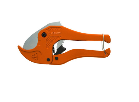 Ножницы для резки труб ПВХ 42мм, инстр.сталь, авторазведение рук., стоп.скоба, Sturm!