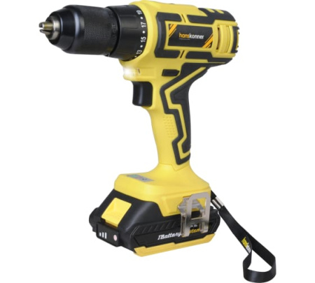 Дрель аккумуляторная Hanskonner 18В, 1BatterySystem,2 акк.2 Ач,55Нм, мет 13мм, кейс
